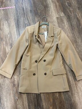 Workshop Republic Clothing Double-Breasted Camel Blazer